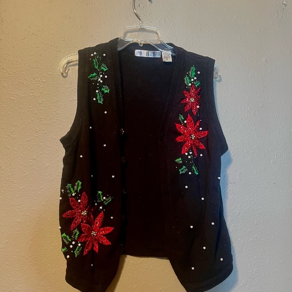 OHI Beaded Christmas Sweater Vest - Picture 1 of 5